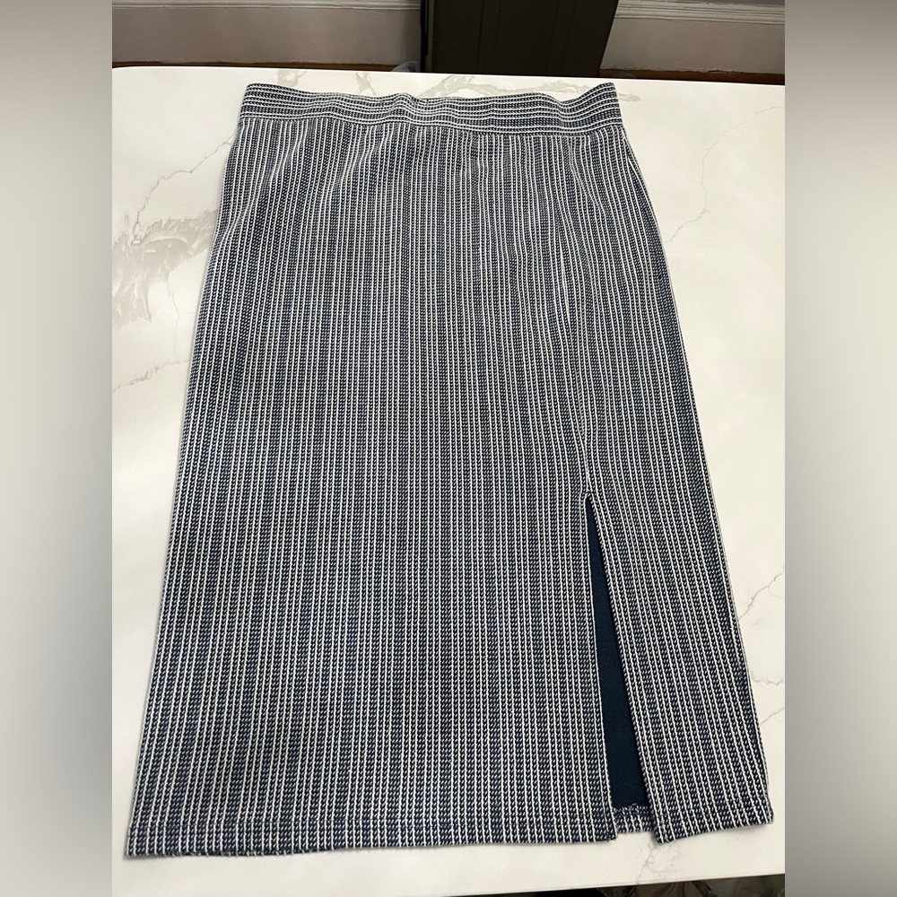 LOFT blue and white midi skirt